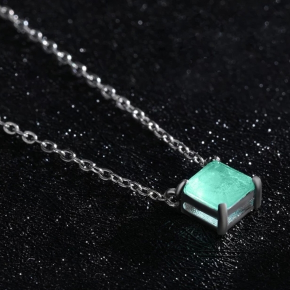 925 Sterling Silver Classic Charm Tourmaline Chain Necklace For Women - Picture 3 of 5